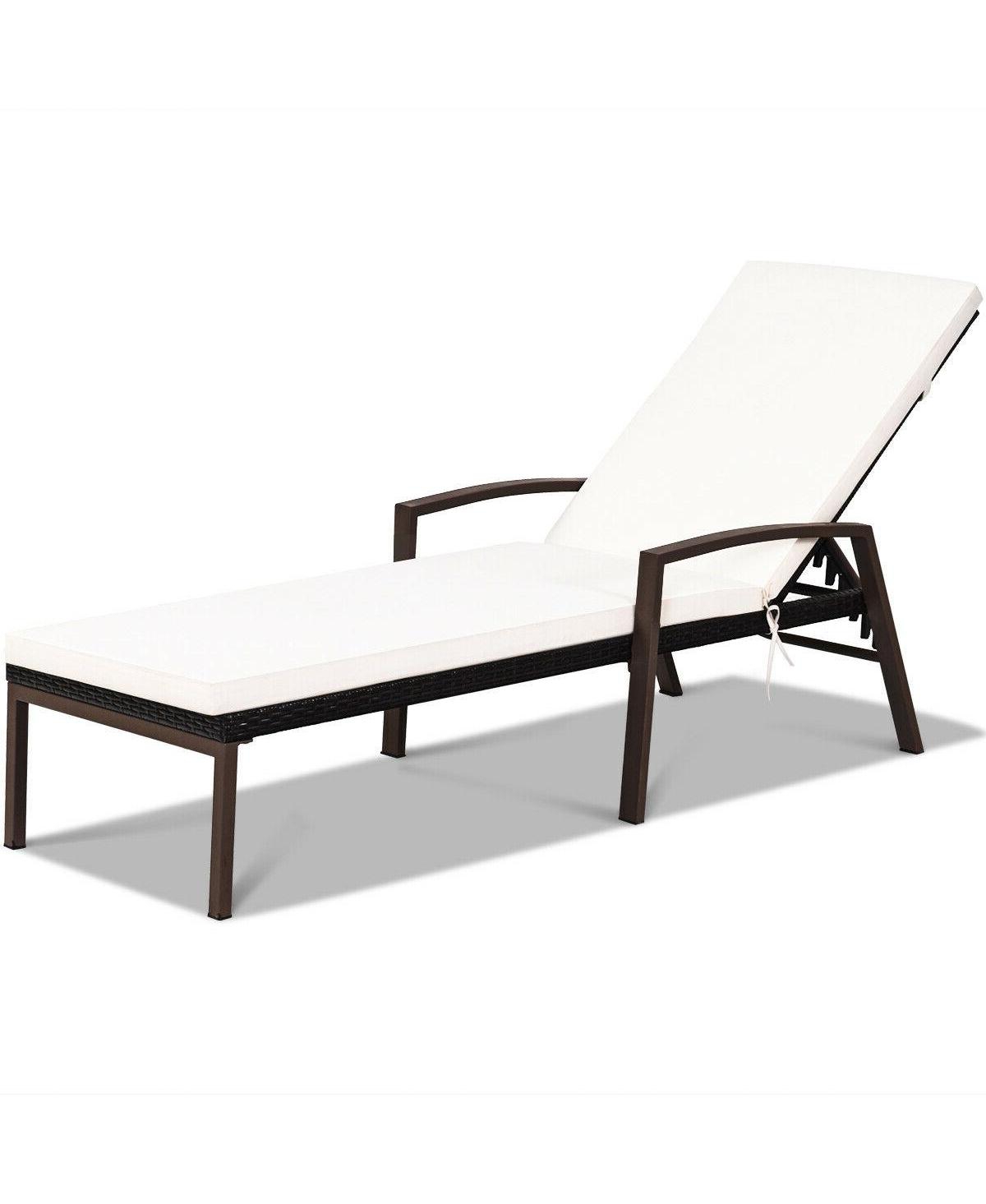 Slickblue Outdoor Adjustable Reclining Patio Rattan Lounge Chair with Adjustable Backrest