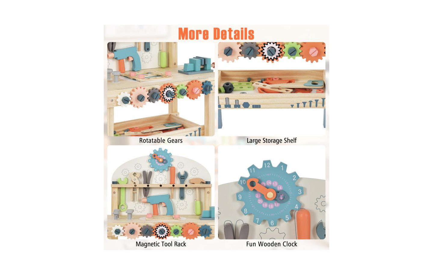 Детская игрушка Slickblue Kids Play Tool Workbench with Realistic Accessories for Pretend Play, цвет: Разноцветный — фото 7