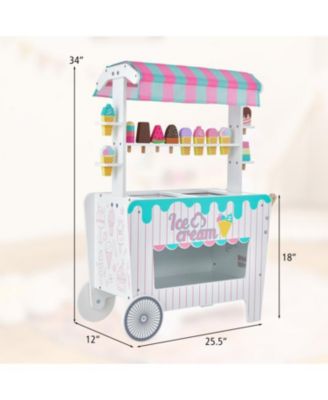 Kid's Ice Cream Cart Playset with Display Rack and Accessories