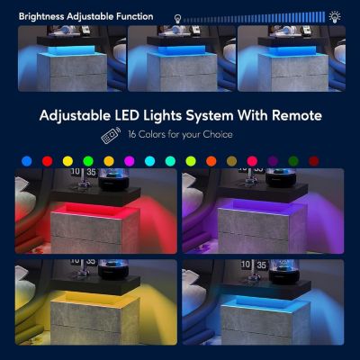  Modern LED Nightstand  Drawers