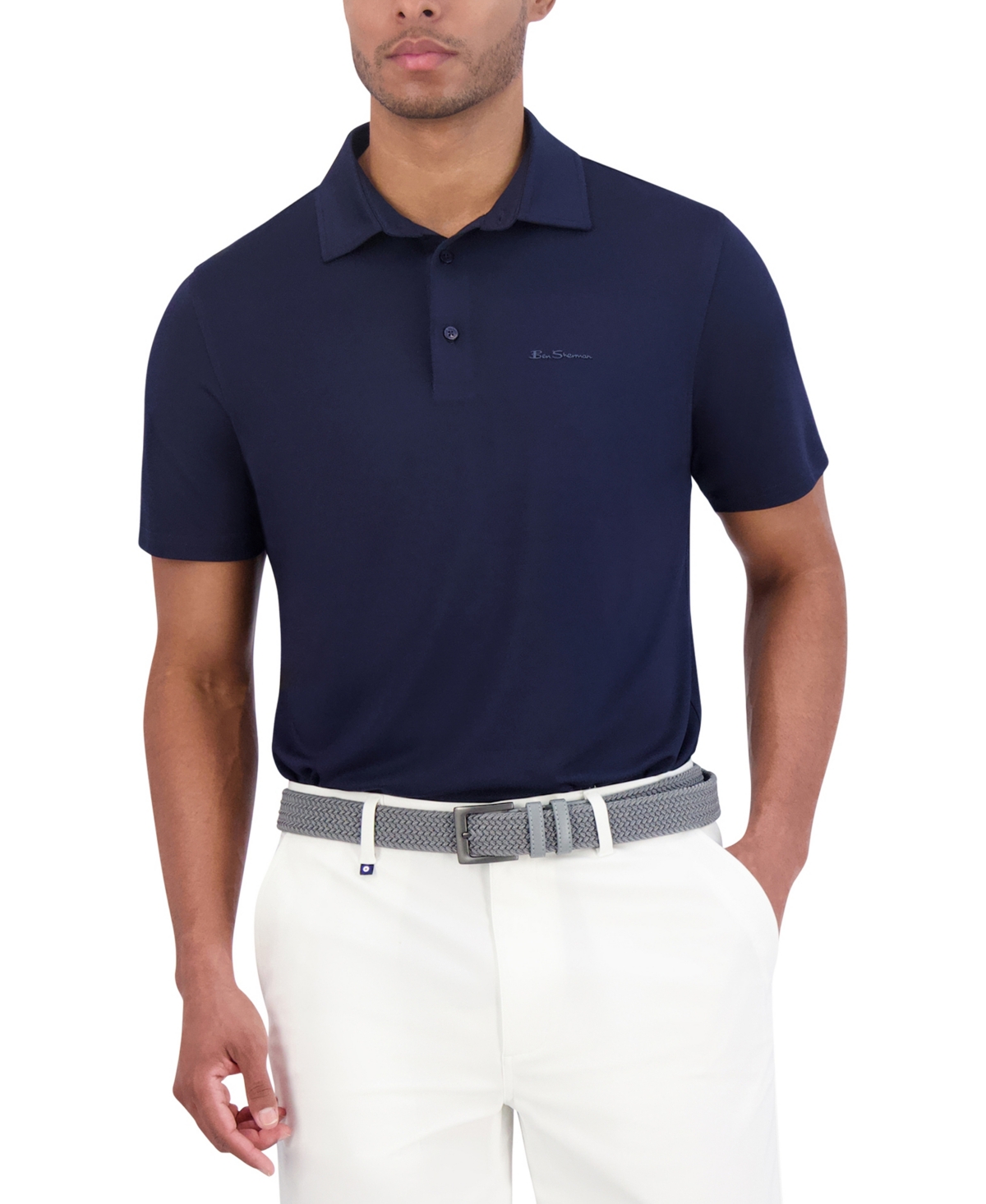 Ben Sherman Solid Tech Pique Sports Fit Polo In Black