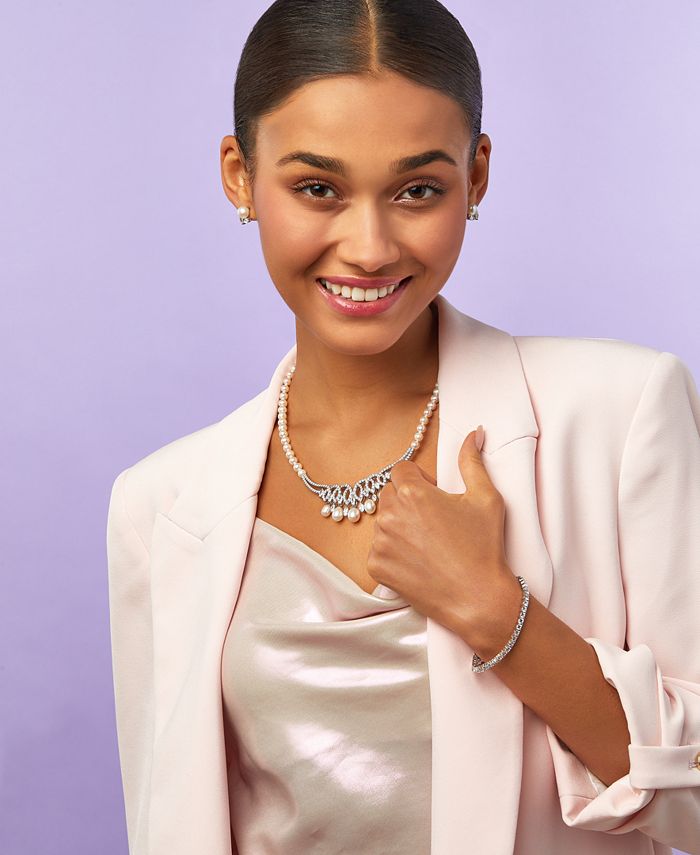 'Arabella' Sterling Silver CZ Kiss Cross & Tennis Chain main image 1
