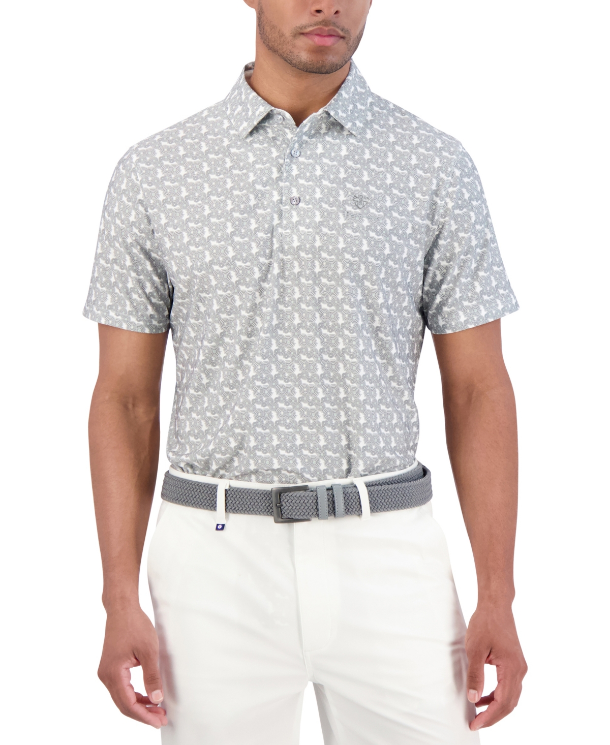 Ben Sherman Psychedelic Helmet Tech Jersey Sports Fit Polo In Light Grey