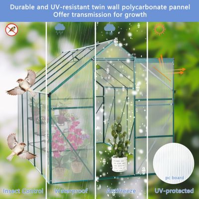 Polycarbonate Greenhouse with Raised Base and Anchor