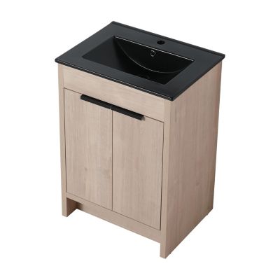 24" Freestanding Vanity with Ceramic Sink & Soft-Close Doors