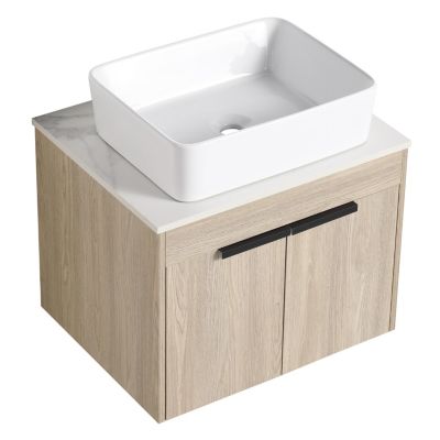 24" Modern Design Float Bathroom Vanity With Ceramic Basin Set
