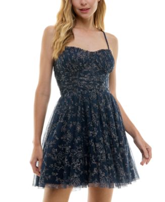 FIT AND FLARE GLITTER PRINT GOWN WITH SIDE PEPLUM CDJ856 main image 0