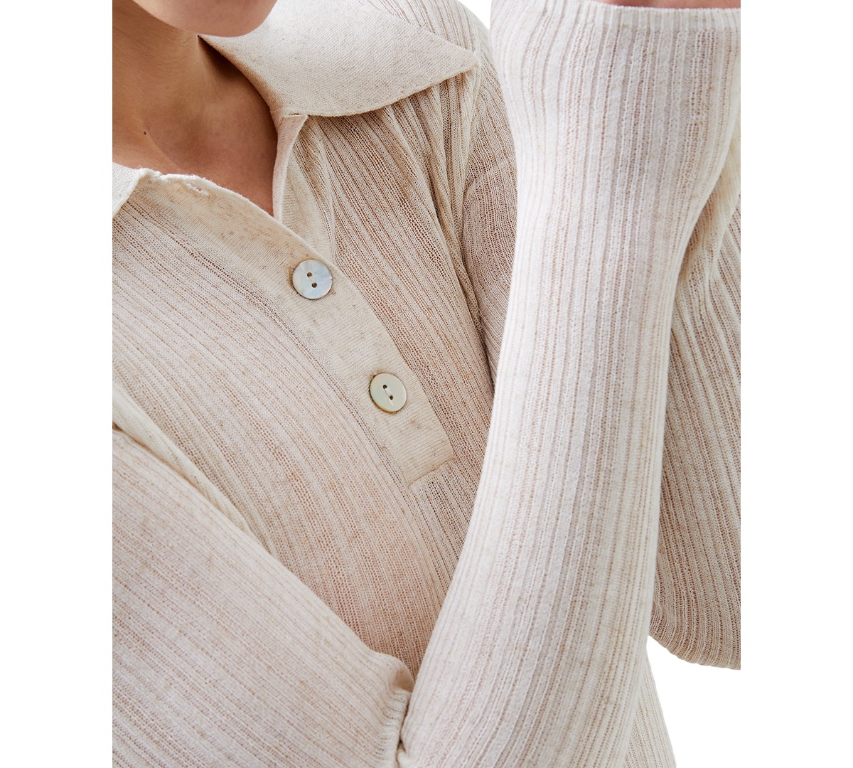 French Connection Women's Knit Polo Top In Beige