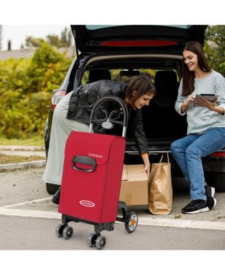 Folding Shopping Cart Utility Hand Truck with Rolling Swivel Wheels, Removable Bag &amp; Cozy Handle