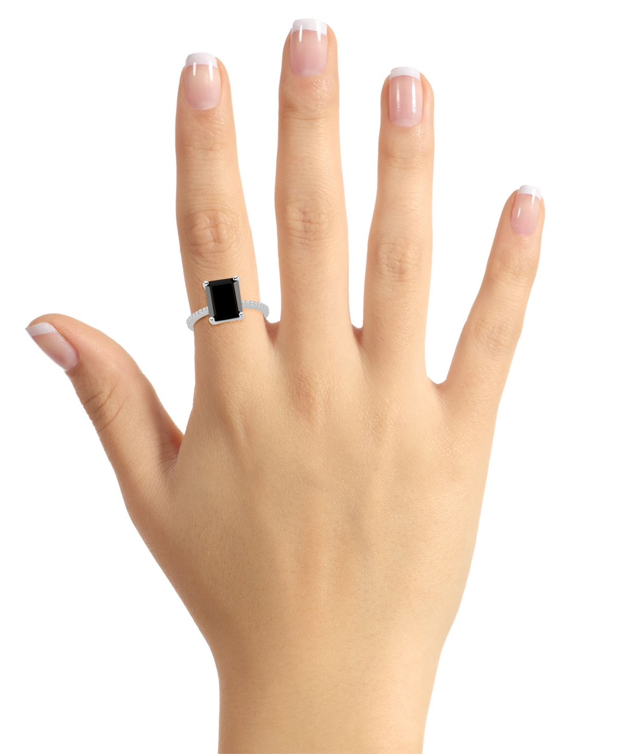& Diamond (1/10 ct. t.w.) Emerald-Cut Statement Ring in Sterling Silver - Onyx