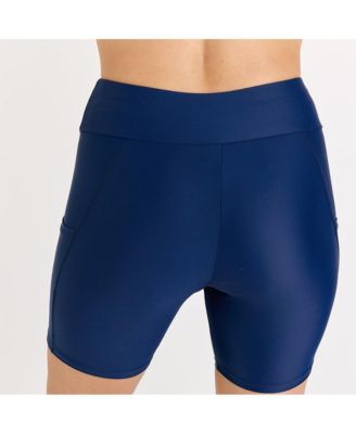 Plus Size Mid-Thigh Swim Shorts With Pockets