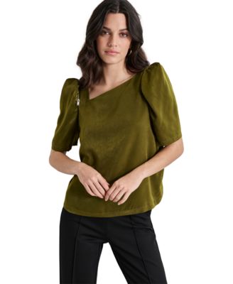 DKNY - Women's Satin Puff-Sleeve Blouse