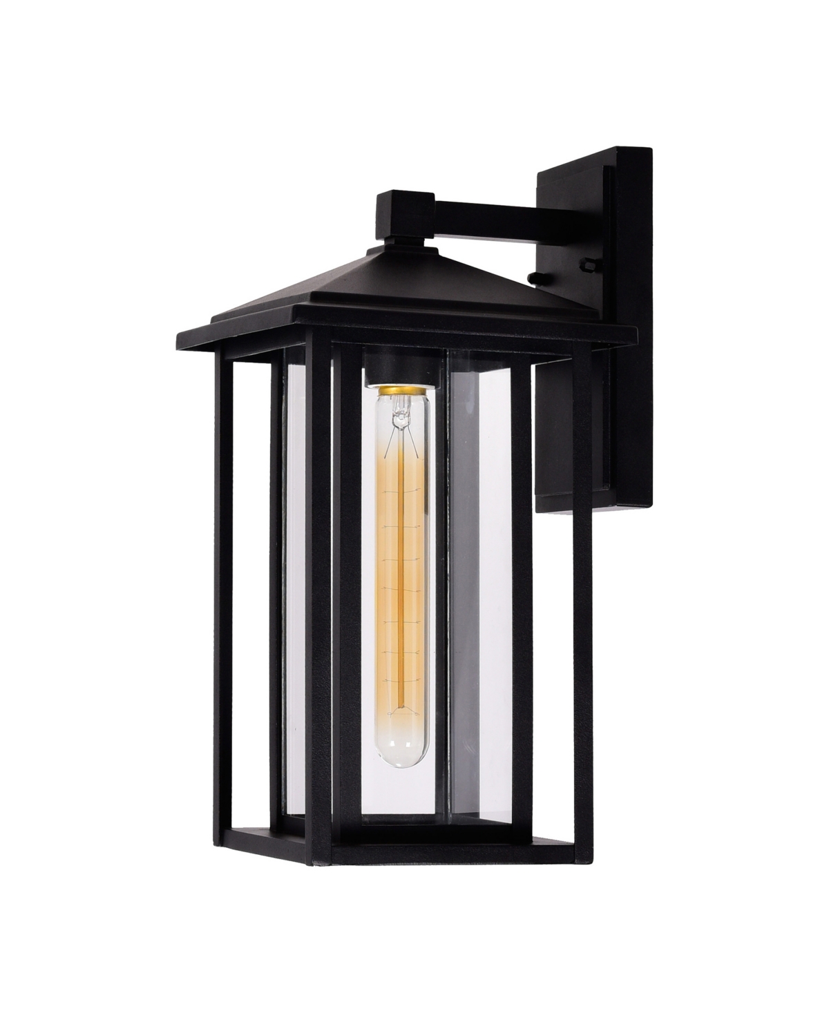 Cwi Lighting 14.7" Metal Crawford 1 Light Outdoor Wall Light In Black