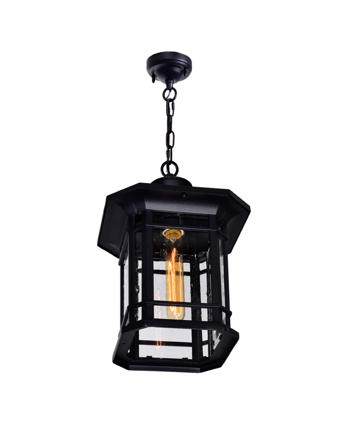 Cwi Lighting 15" Metal Blackburn 1 Light Outdoor Pendant In Black