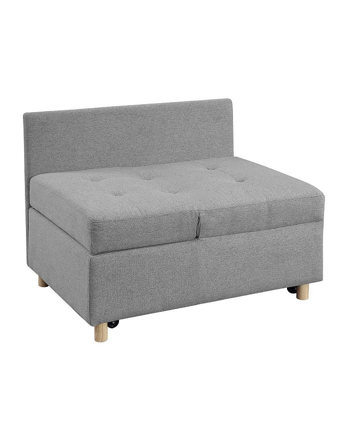 Simplie Fun Convertible Sofa Bed and Lounge Chair Set in Gray Fabric