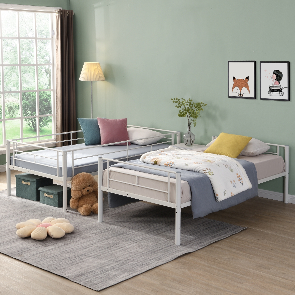 Simplie Fun Metal Bunk Bed White