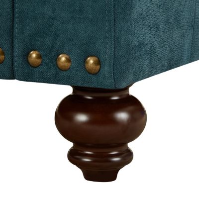  Green Chenille Sectional Sofa with Brown Legs