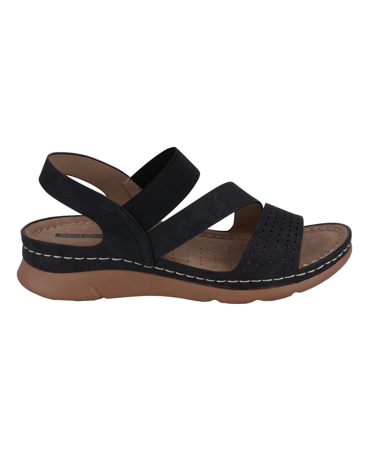 Gc Shoes Women's Grange Perforated Strappy Elastic Comfort Flat Sandals In Navy