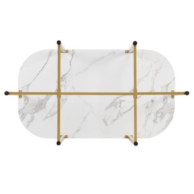 7-Piece Marble Table Set w/ Gold Base