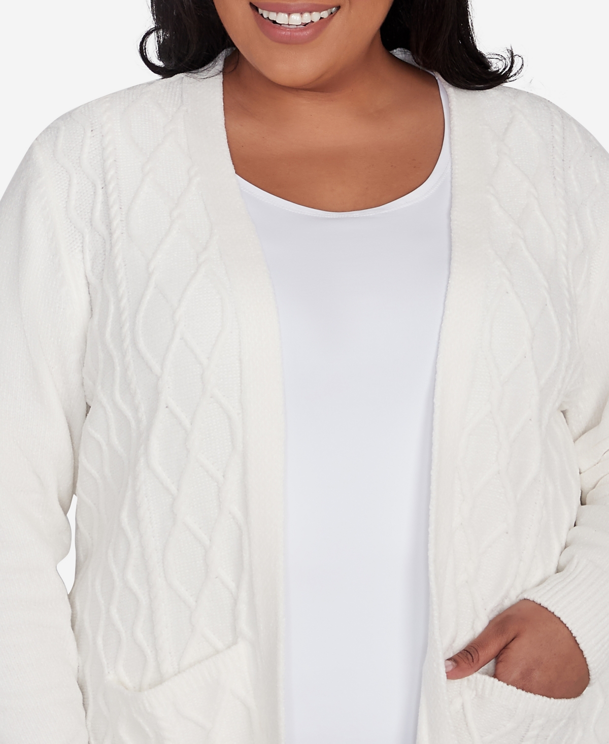 Alfred Dunner Plus Size Classic Chenille Cardigan With Pockets