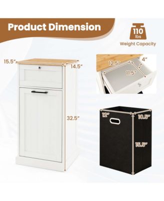 Laundry Cabinet Freestanding Basket Drawer Organizer Tilt Out Laundry Hamper