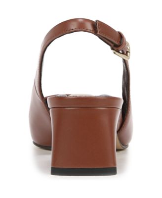 Women's Racer Pointed Toe Block Heel Slingback Pumps