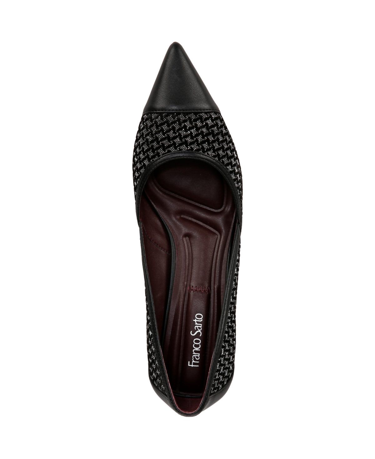 Franco Sarto Women's Darcy Pointed Toe Kitten Heel Pumps In Black Multi Fabric,faux Leather
