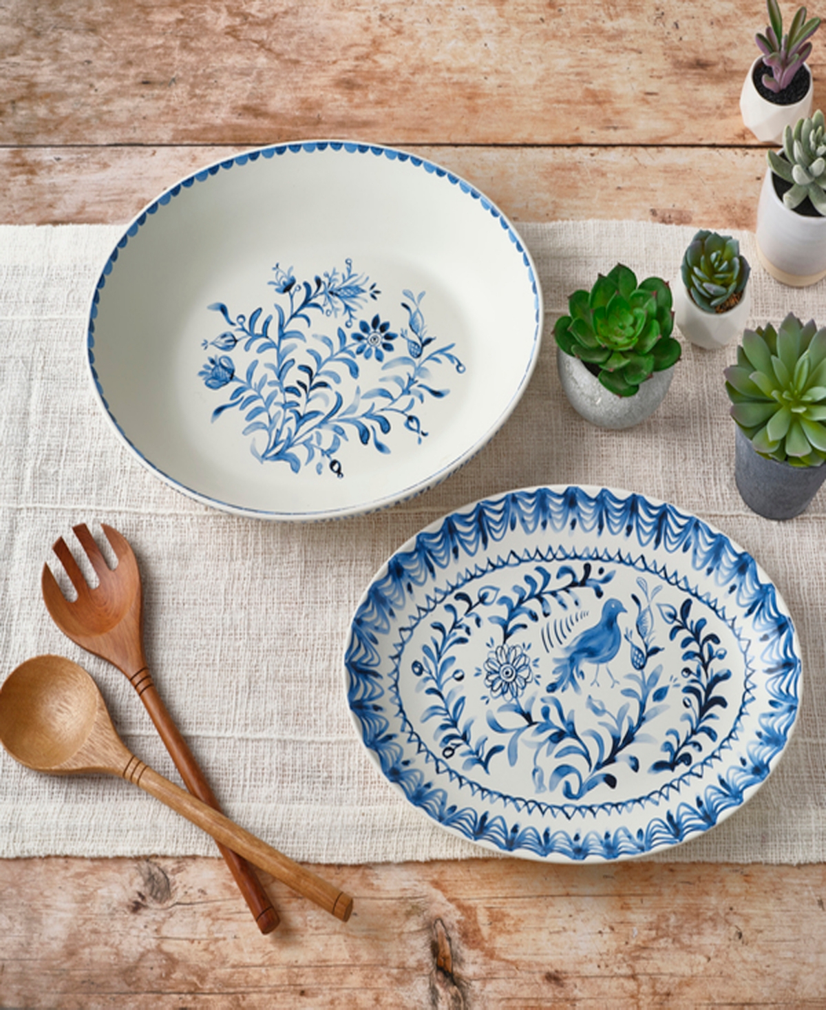 Fitz And Floyd Sicily Serve Bowl & Platter Set In Blue