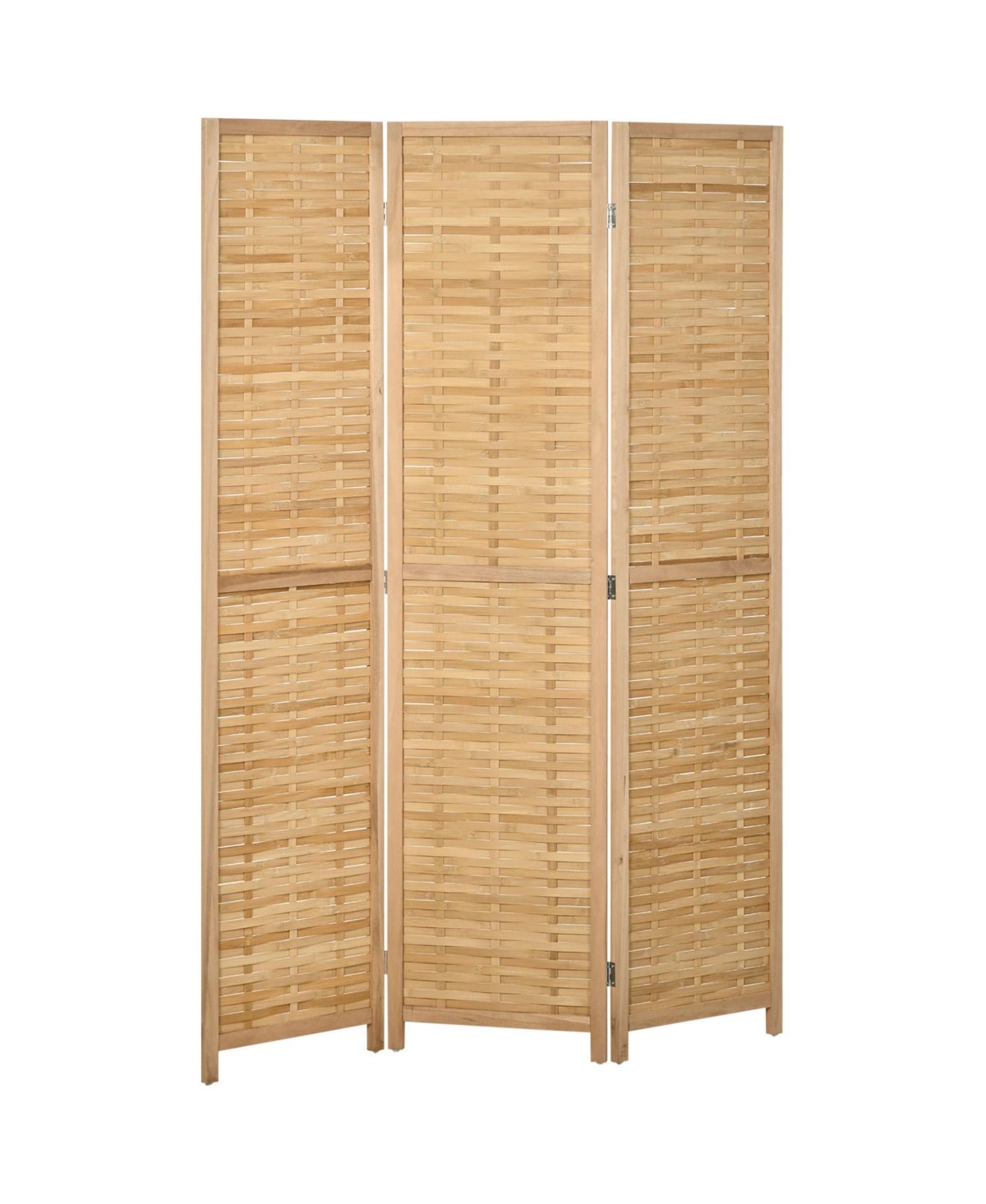 Homcom Bamboo Woven 3 Panel Room Divider, 5.5', Natural