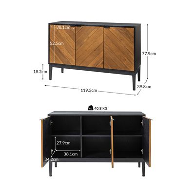 Baez Modern Storage Cabinet with Herringbone Patterns