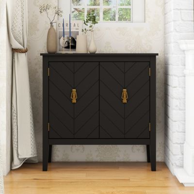 Streamdale Vintage Black Wood 2-Door Cabinets