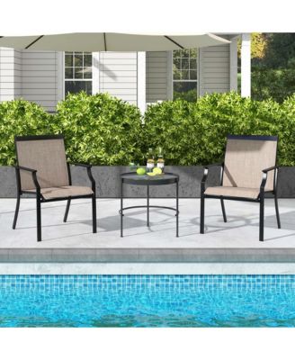 4 Pieces Patio Dining Chairs Large Outdoor Chairs Breathable Seat & Metal Frame