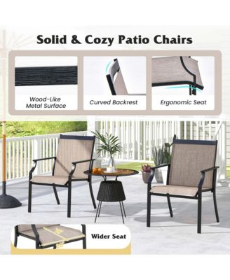 4 Pieces Patio Dining Chairs Large Outdoor Chairs Breathable Seat & Metal Frame