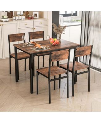 5 Piece Dining Table Set Industrial Style Kitchen Table & Chairs for 4