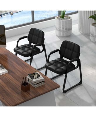Waiting Room Chair Set of 2 Upholstered Guest Conference Chair with Armrest