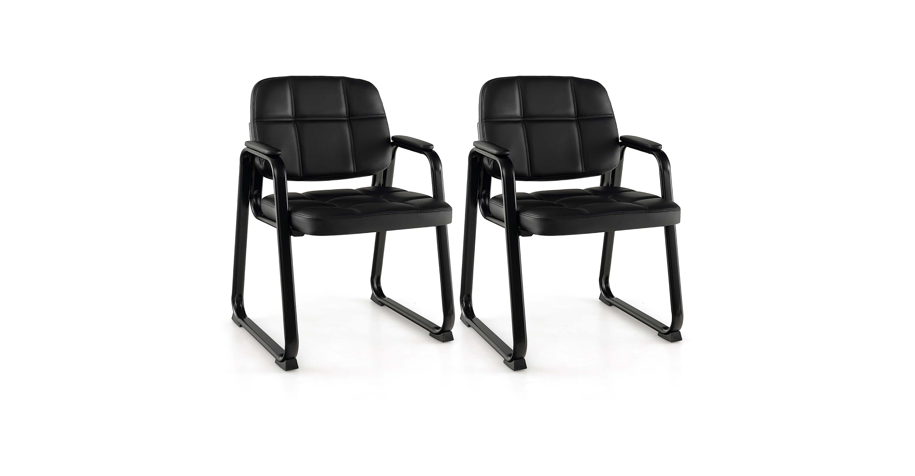 Waiting Room Chair Set of 2 Upholstered Guest Conference Chair with Armrest