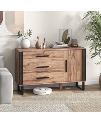 Vintage Accent Cabinet Sideboard Cabinet with 3 Drawers, 1 Door, 1 Adjustable Shelf