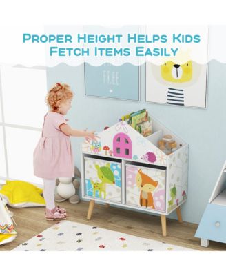 Kids Dollhouse Bookshelf Toddler Book & Toy MDF, Pine Wood Storage Display Organizer Ideal Gift