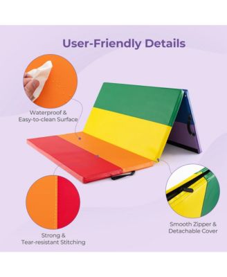 Tri-Folding Gymnastics Mat 6' x 4' Tumbling Mat for Kids with Carrying Handles
