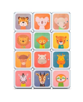 12-Cube Kids Wardrobe Baby Dresser Bedroom Armoire Clothes Hanging Closet with Door