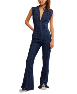 Free People - Women's Crvy Ring The Alarm Denim Jumpsuit