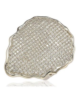  Sterling Silver Cubic Zirconia  Pave-encrusted Leaf Plate Ring