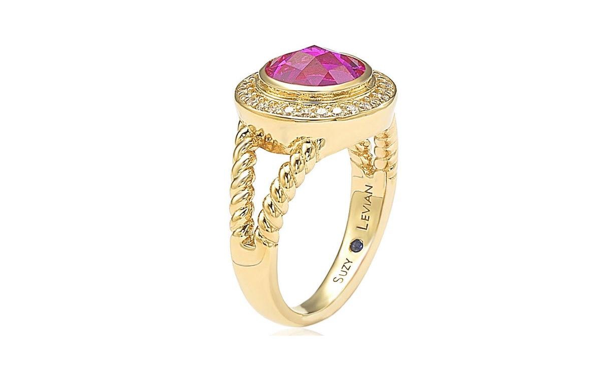 Suzy Levian New York Suzy Levian Sterling Silver Cubic Zirconia Bezel Rope Ring