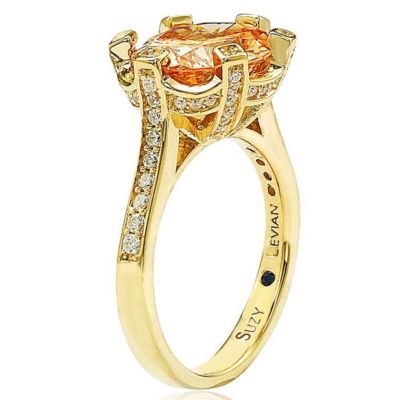 Suzy Levian Sterling Silver Cubic Zirconia Orange Cocktail Ring