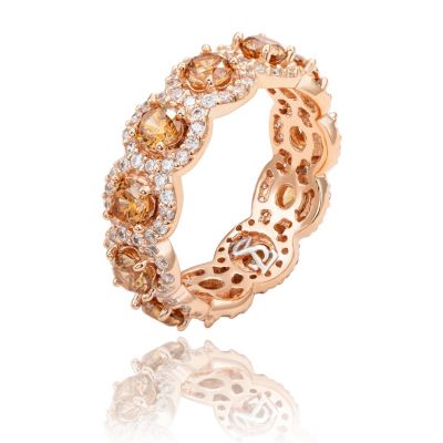 Suzy Levian Sterling Silver Cubic Zirconia Round Halo Eternity Band - Brown 122$