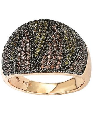 Suzy Levian Sterling Silver Cubic Zirconia Pave Wide Band Ring