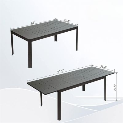 Outdoor Expandable Metal Table for 6-8 People