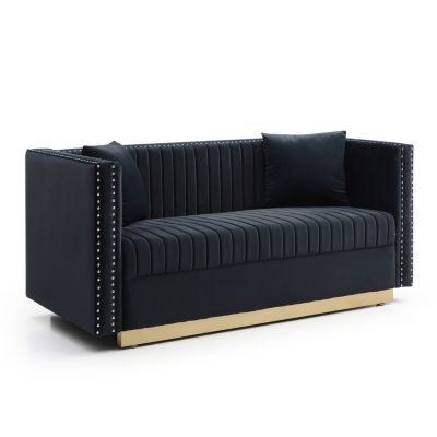 Streamdale Modern Black Velvet Sofa & Loveseat Set