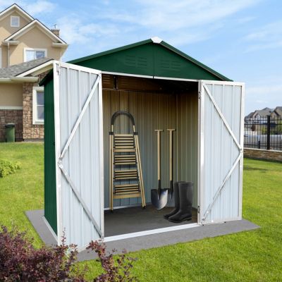 Streamdale Outdoor Storage Sheds 4FTx6FT Apex Roof Green+White