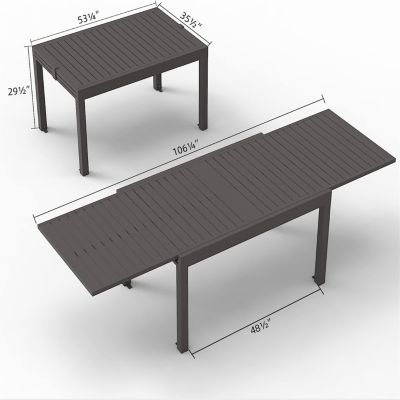 Streamdale Expandable Patio Table, Aluminum, 53"-106